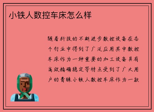 小铁人数控车床怎么样